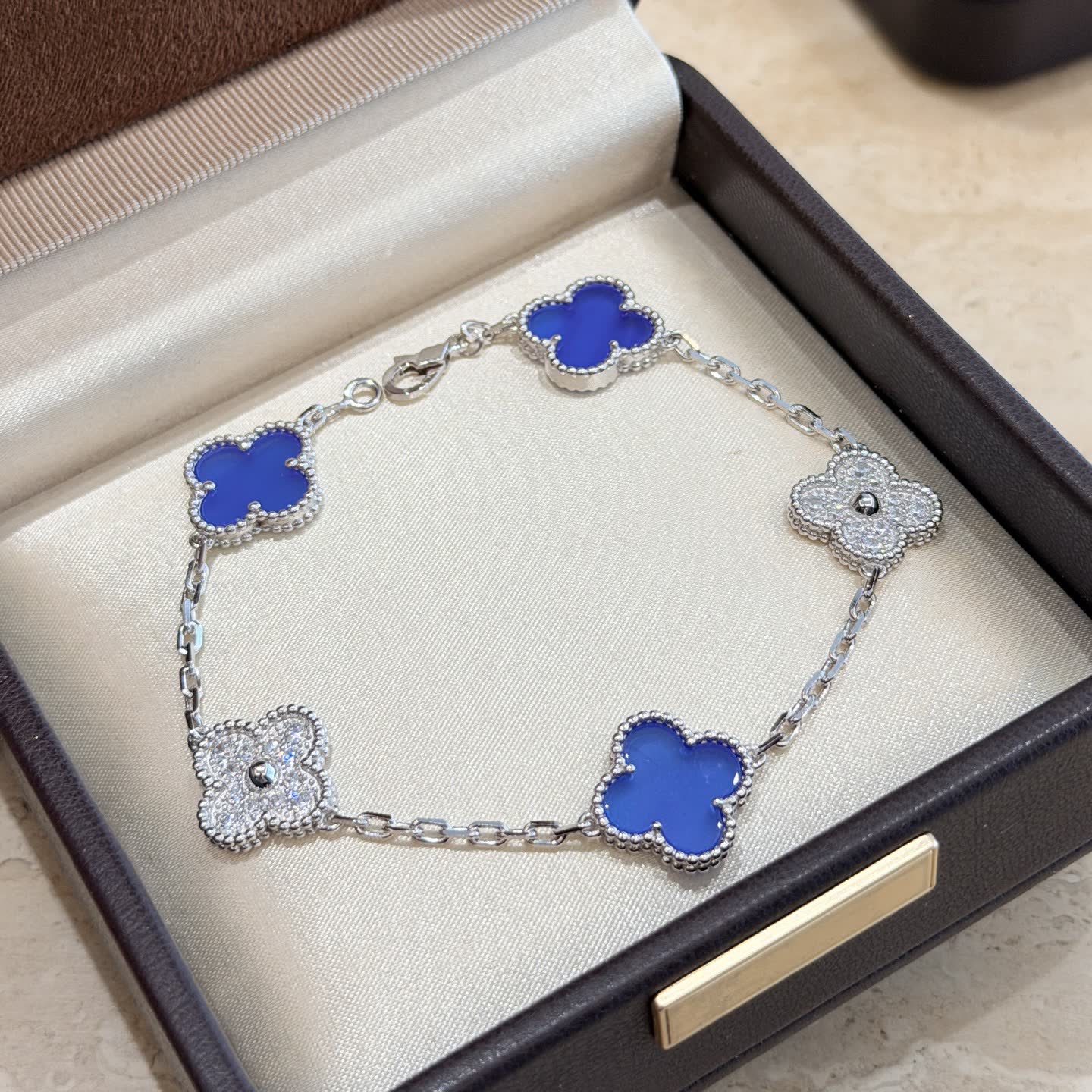 Van Cleef & Arpels Alhambra Blue Enamel Bracelet Van Cleef & Arpels Alhambra Blue Enamel Bracelet